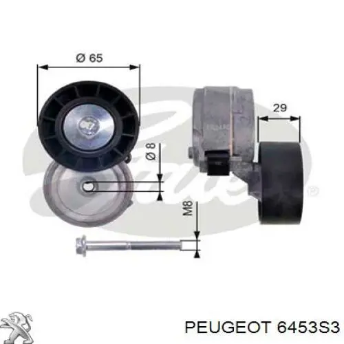 6453S3 Peugeot/Citroen ролик приводного ременя, паразитний