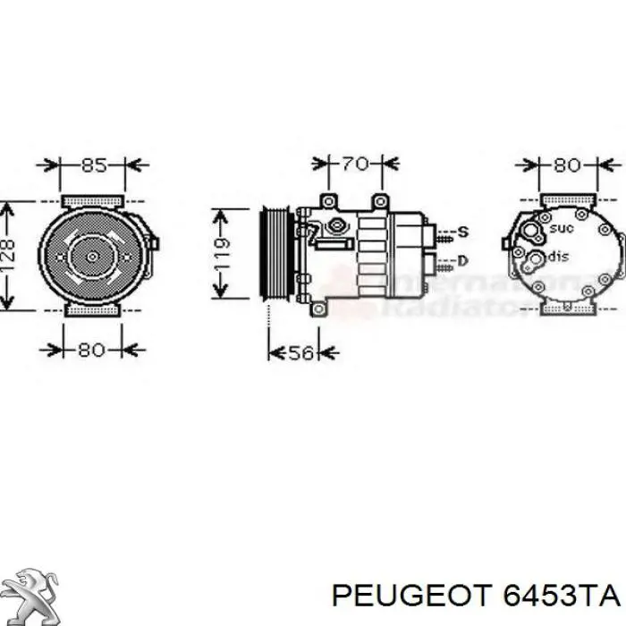 Компресор кондиціонера 6453TA Peugeot/Citroen