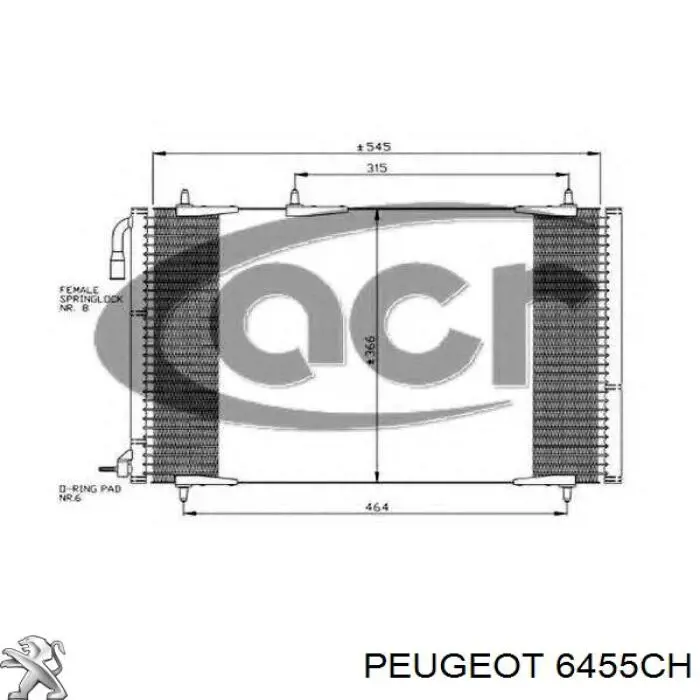 Купити 6455CH Peugeot/Citroen Радіатор системи охолодження кондиціонера
