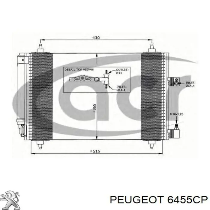 6455CP Peugeot/Citroen радіатор кондиціонера