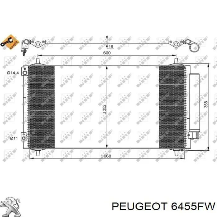 Радіатор кондиціонера 6455FW Peugeot/Citroen