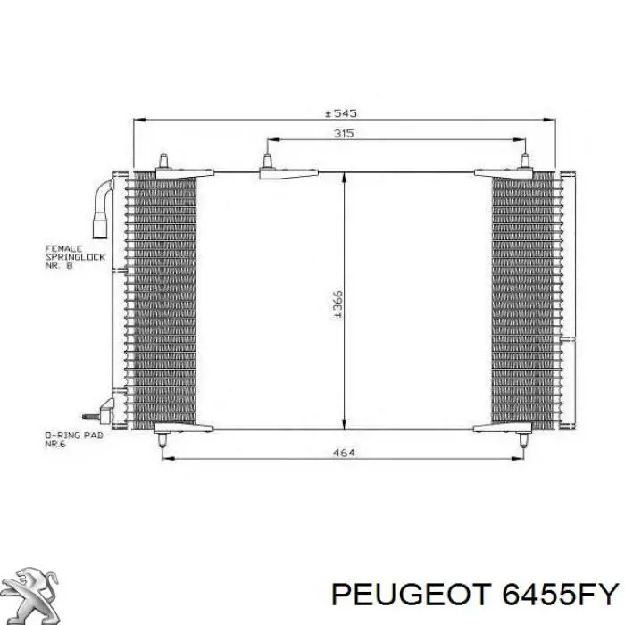 Купити 6455FY Peugeot/Citroen Радіатор системи охолодження кондиціонера