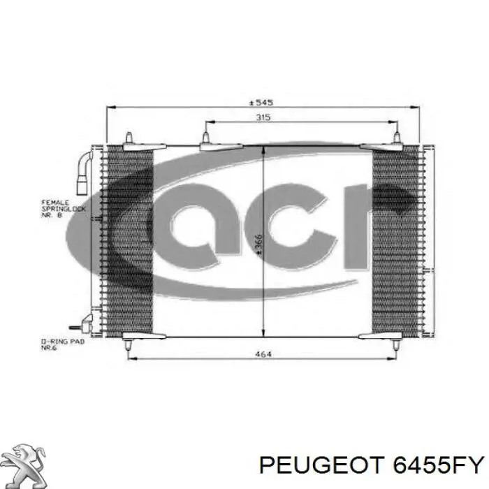 Конденсатор кондиціонера Peugeot/Citroen 6455FY ціна, від 50.83 USD