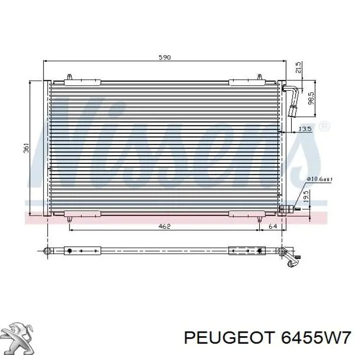 Радіатор кондиціонера 6455W7 Peugeot/Citroen