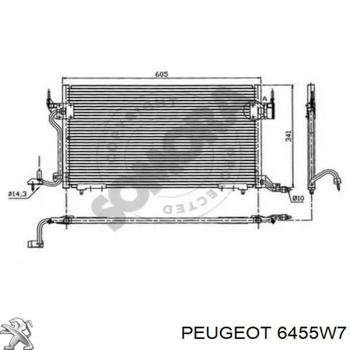 Купити 6455W7 Peugeot/Citroen Радіатор системи охолодження кондиціонера