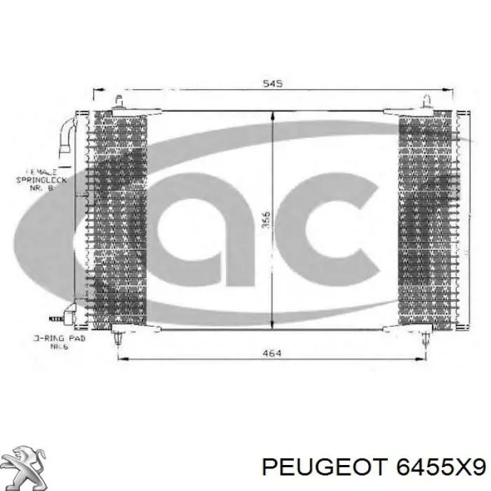 Конденсатор кондиціонера Peugeot/Citroen 6455X9 ціна, від 61.85 USD