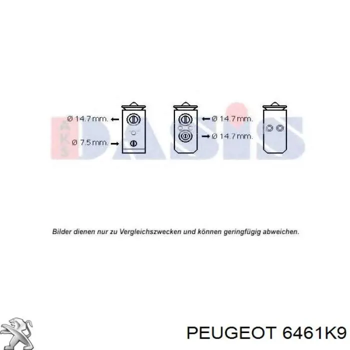 6461K9 Peugeot/Citroen клапан trv, кондиціонера