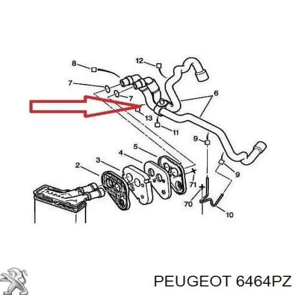 6464PZ Peugeot/Citroen шланг грубки/обігрівача