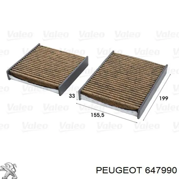 Фільтр повітряний обігрівача Peugeot/Citroen 647990 ціна, від 11.19 USD