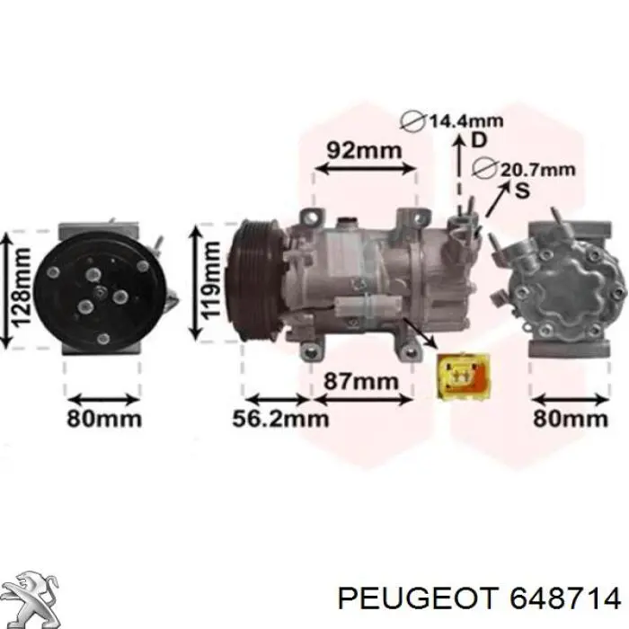 Компресор системи кондиціювання Peugeot/Citroen 648714 ціна, від 69.68 USD