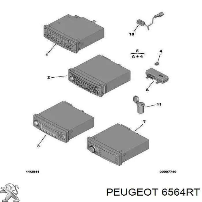6564RT Peugeot/Citroen Магнітола (радіо AM/FM)