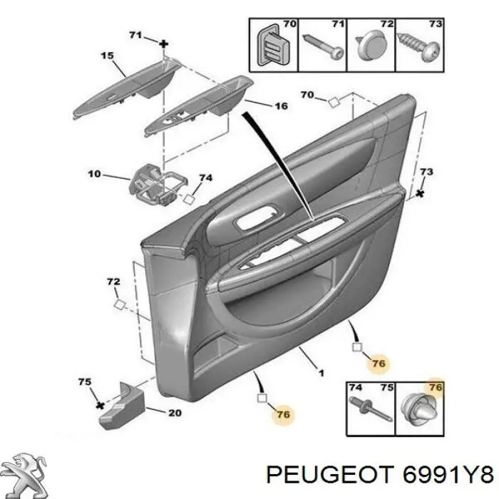 Пістон (кліп) кріплення обшивки дверей 6991Y8 Peugeot/Citroen