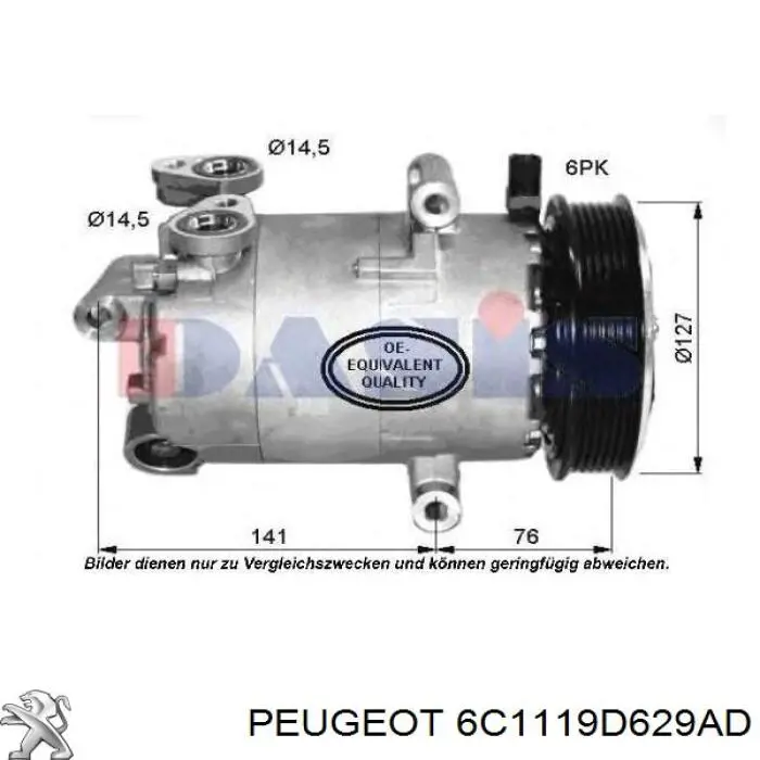 6C1119D629AD Peugeot/Citroen компресор кондиціонера