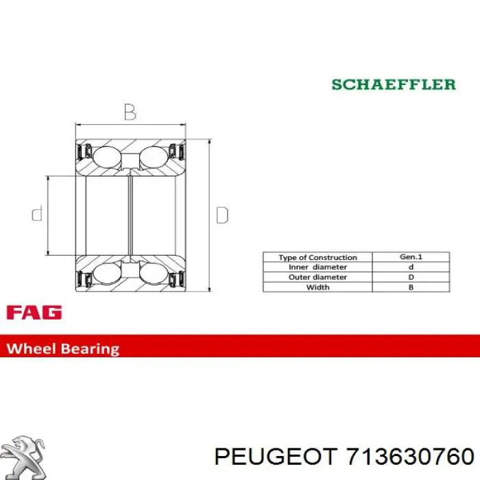 Підшипник маточини передньої 713630760 Peugeot/Citroen