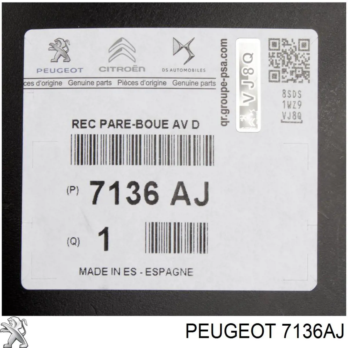 Подкрильнікі переднього крила, правий Peugeot/Citroen 7136AJ ціна, від 15.32 USD