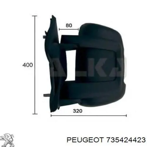 Купити 735424423 Peugeot/Citroen Бічне дзеркало заднього виду ліве