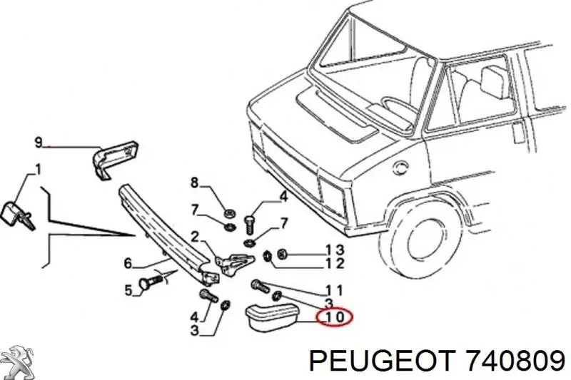 740809 Peugeot/Citroen бампер передній, ліва частина