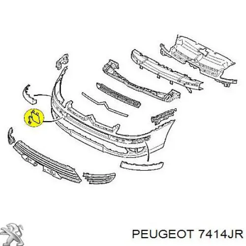 Заглушка бампера буксирувального гака, передня Peugeot/Citroen 7414JR ціна, від 12.67 USD