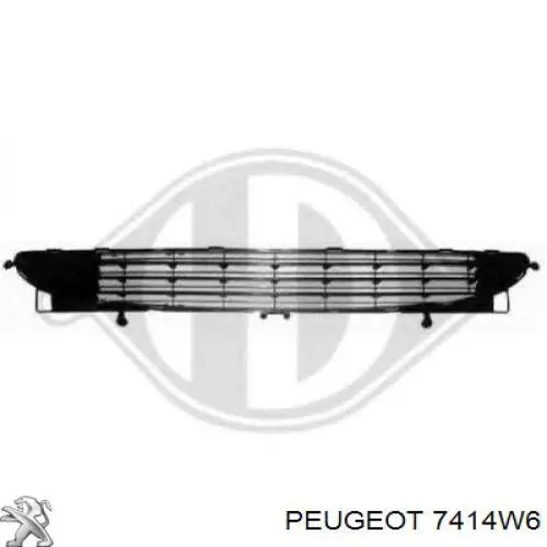 Решітка переднього бампера, центральна 7414W6 Peugeot/Citroen