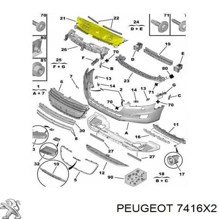 7416X2 Peugeot/Citroen кронштейн кріплення протитуманною фари, правої