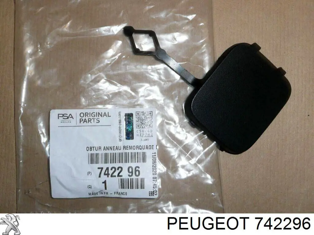 742296 Peugeot/Citroen Заглушка бампера буксирувального гака, задня