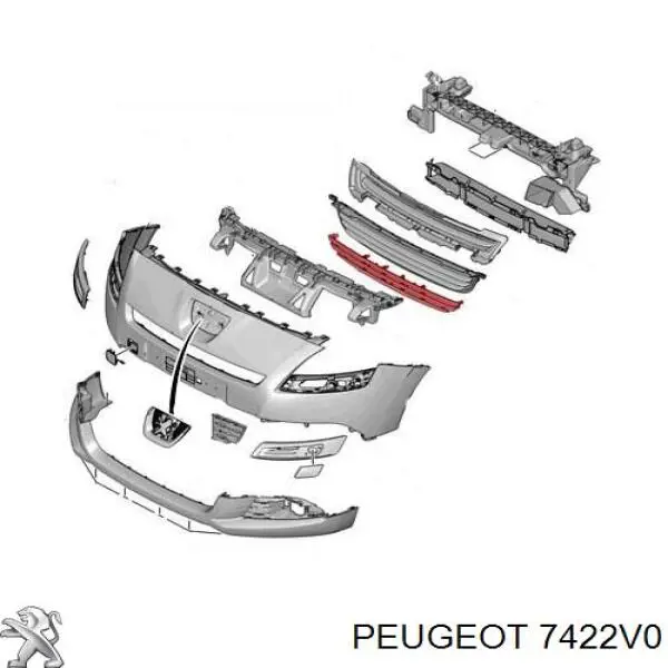 Купити 7422V0 Peugeot/Citroen Решітка переднього бампера, центральна