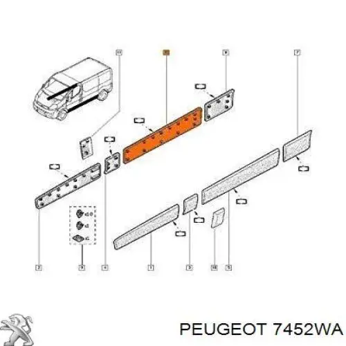 Декоративна накладка Peugeot/Citroen 7452WA ціна, від 92.88 USD