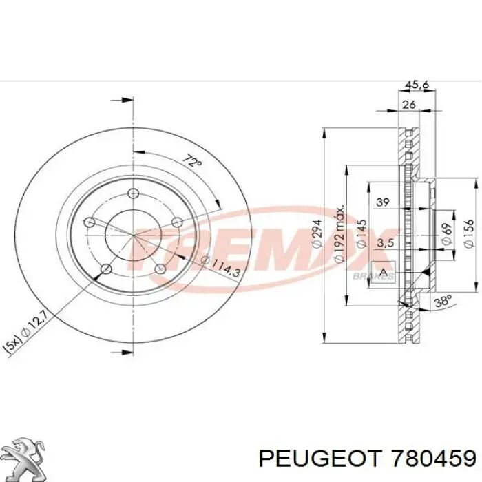 96056954 Peugeot/Citroen решітка радіатора