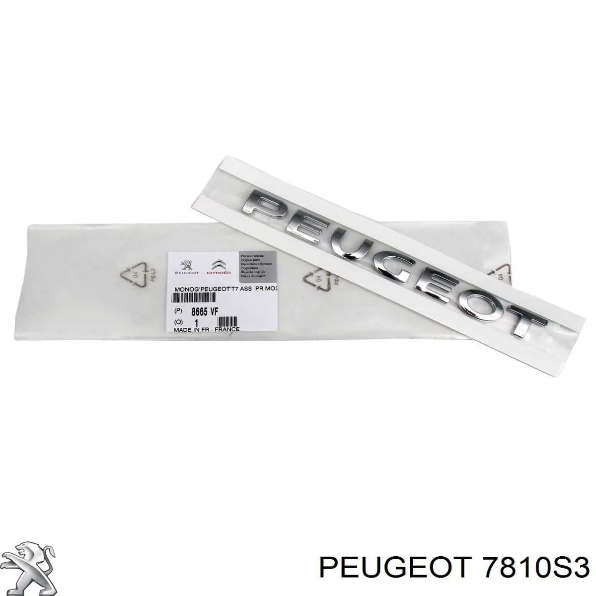 7810S3 Peugeot/Citroen емблема кришки багажника, фірмовий значок