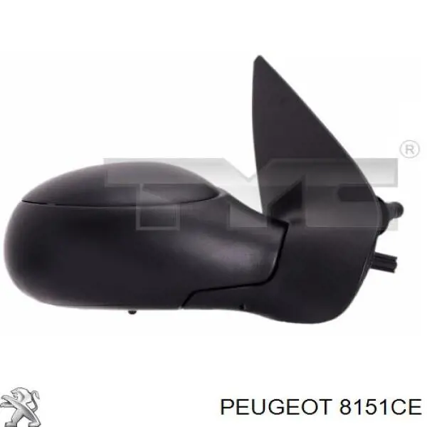 Скло дзеркала заднього виду, лівого Peugeot/Citroen 00008151CE