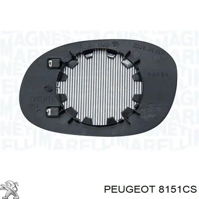 8151CS Peugeot/Citroen дзеркальний елемент дзеркала заднього виду, лівого