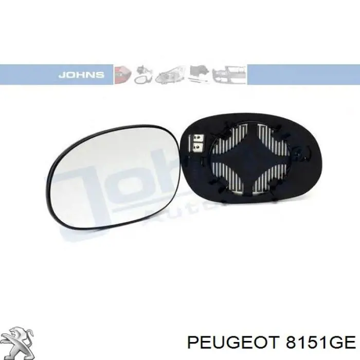 8151GE Peugeot/Citroen дзеркальний елемент дзеркала заднього виду, лівого