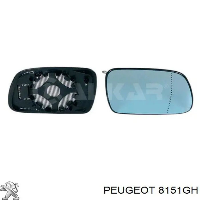 Зеркальный элемент зеркала заднего вида PEUGEOT 8151GW