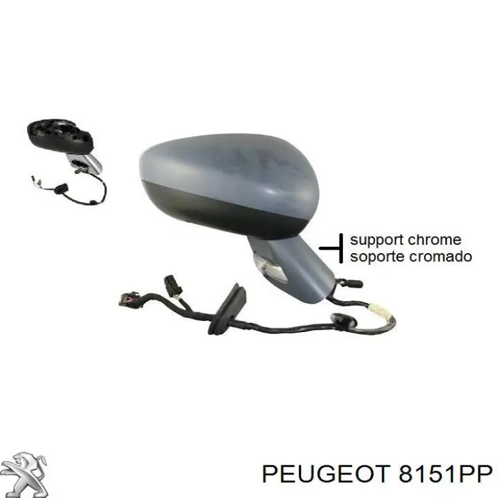 Дзеркальний елемент дзеркала заднього виду, правого 8151PP Peugeot/Citroen