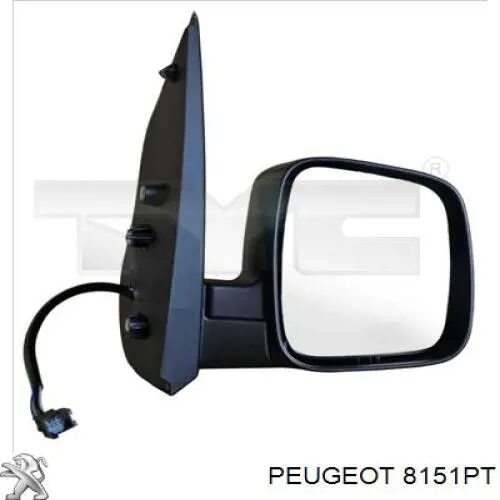 8151PT Peugeot/Citroen дзеркальний елемент дзеркала заднього виду, лівого