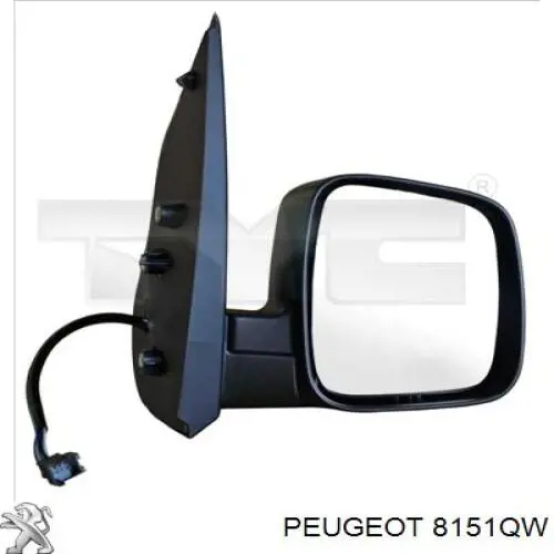 8151QW Peugeot/Citroen дзеркальний елемент дзеркала заднього виду, лівого