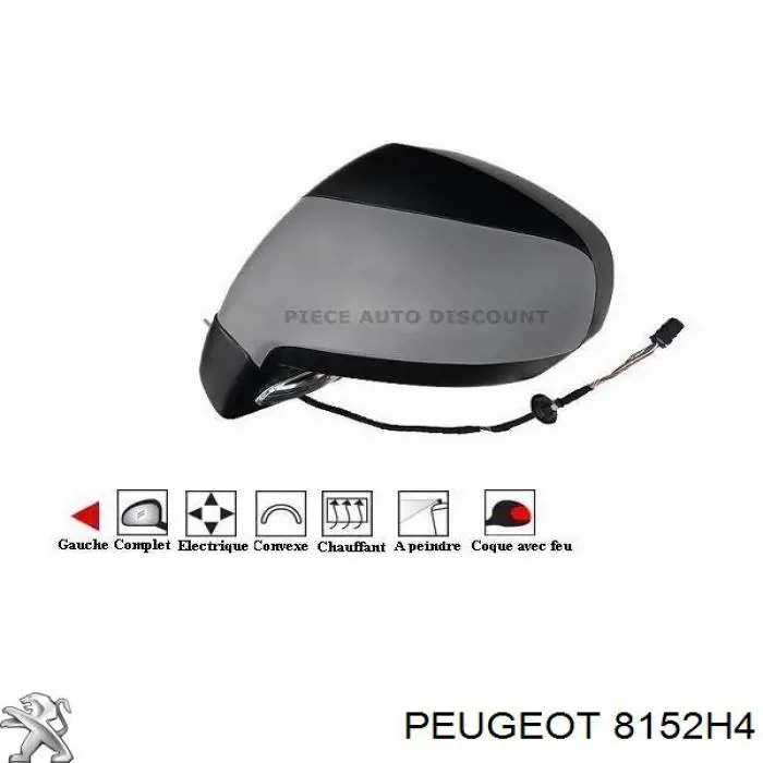 Накладка лівого бокового дзеркала Peugeot/Citroen 8152H4 ціна, від 9.90 USD