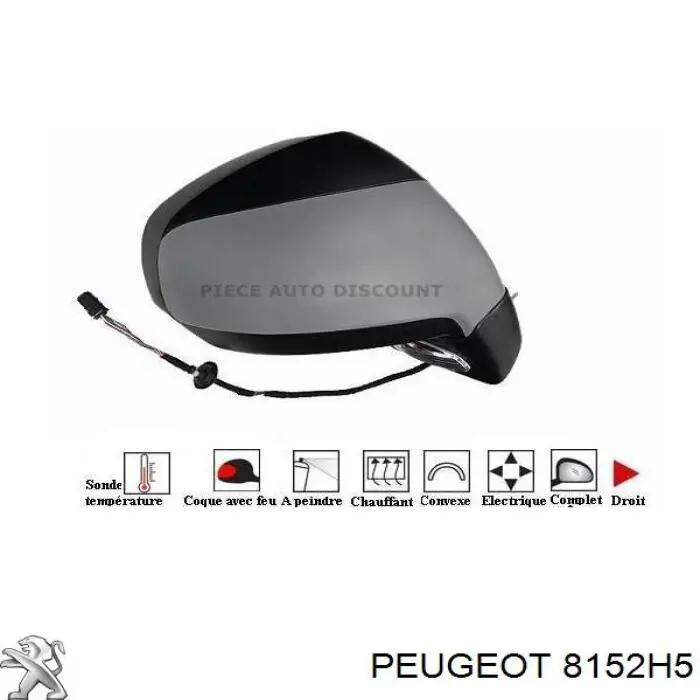 Купити 8152H1 Peugeot/Citroen Накладка/кришка дзеркала заднього виду, права