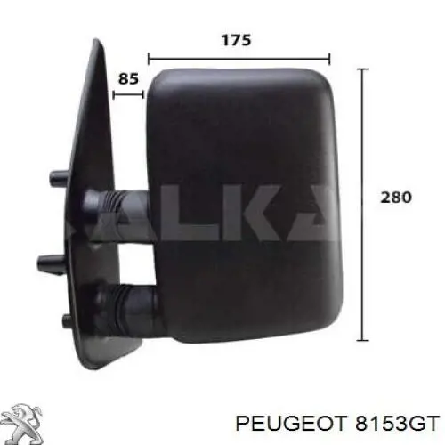 8153GT Peugeot/Citroen Дзеркало заднього виду, ліве