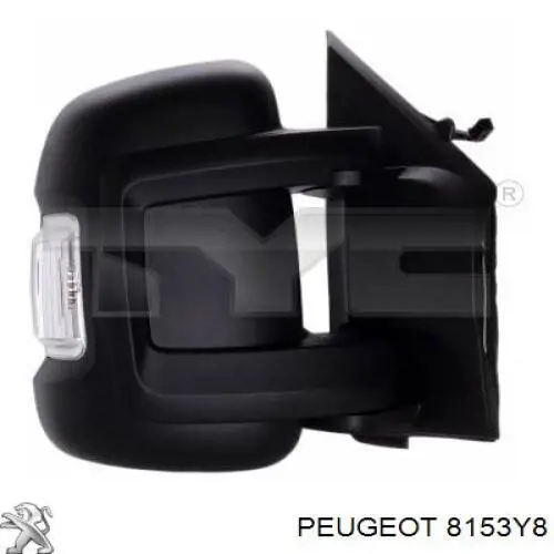 8153Y8 Peugeot/Citroen Зеркало левое (Электропривод, Обогрев, Указатель поворотов, Выпуклое, На короткой ножке)