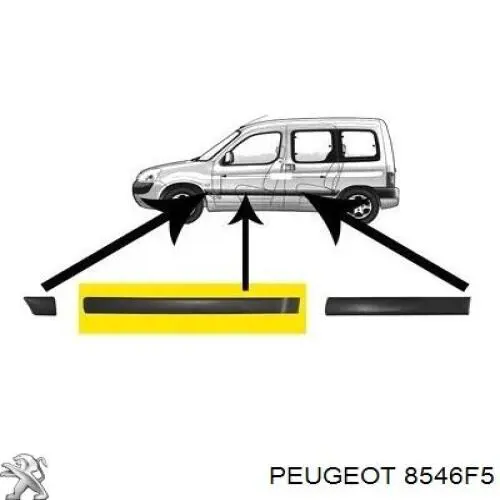 8546F5 Peugeot/Citroen Молдинг задніх правих дверей, нижній