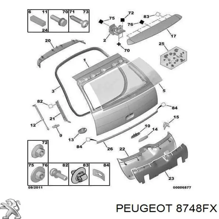 8748FX Peugeot/Citroen Пластик п'ятих дверей