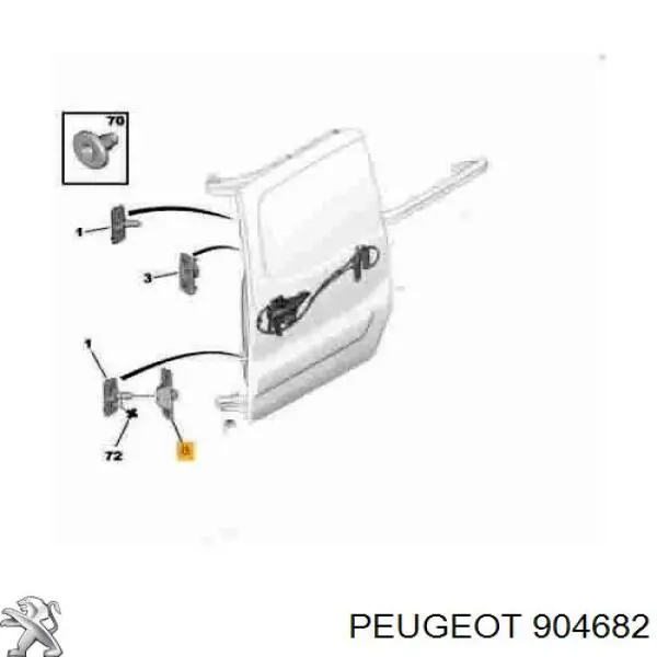 904682 Peugeot/Citroen обмежувач зсувної двері, на дверях