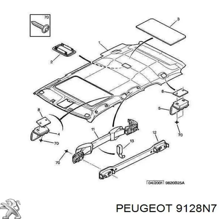 Ручка салону, дахи 9128N7 Peugeot/Citroen