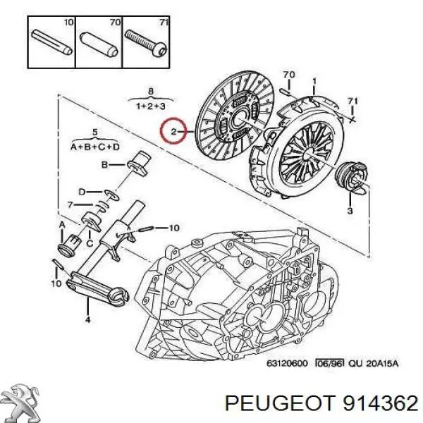 Купити 914362 Peugeot/Citroen Ручка задньої (двостулкової) двері ліва внутрішня