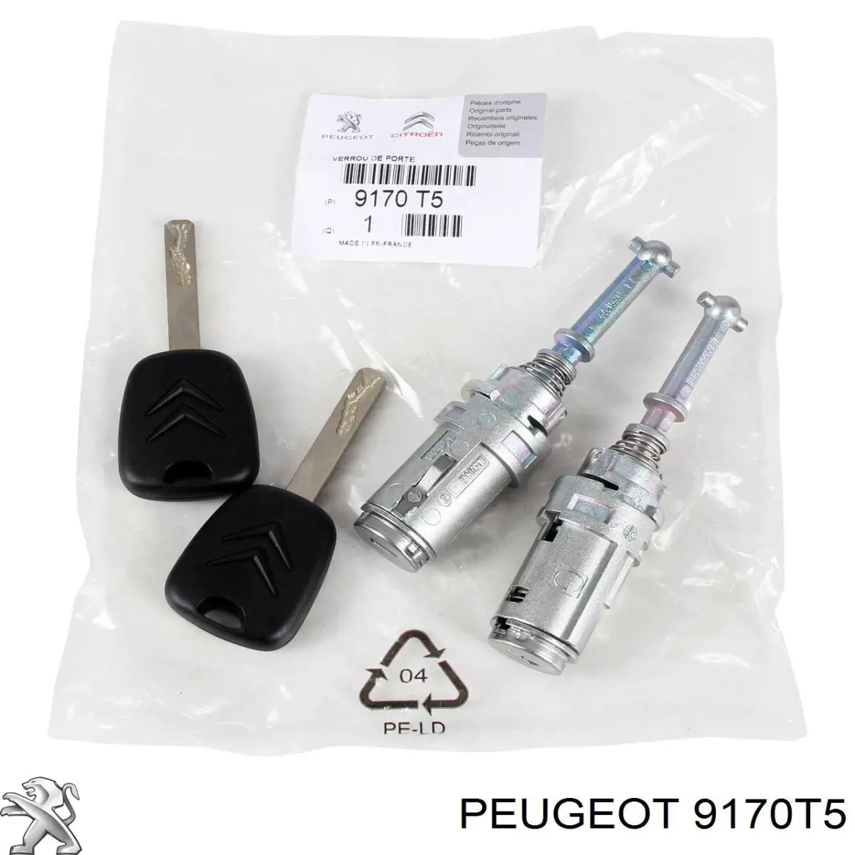 Купити 9170T5 Peugeot/Citroen Личинка замка дверей передньої