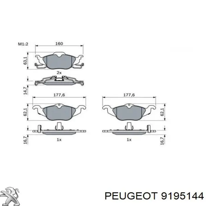 9195144 Peugeot/Citroen Передні гальмівні колодки
