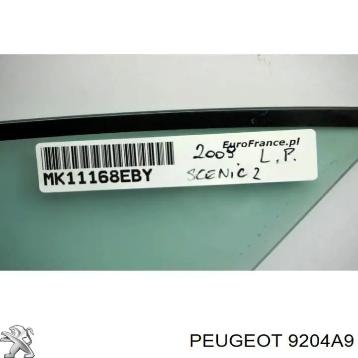 9204A9 Peugeot/Citroen Скло задньої двері правої