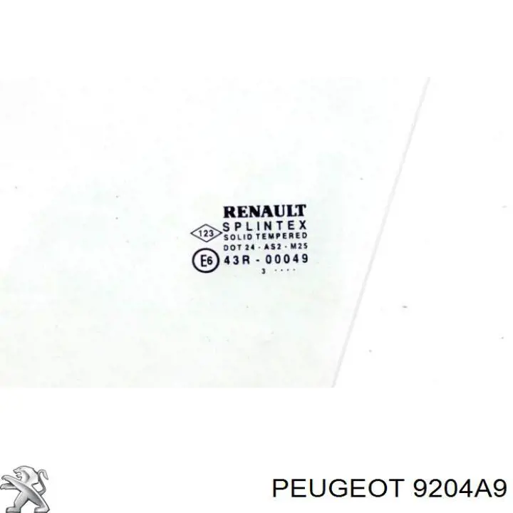 Купити 9204A9 Peugeot/Citroen Скло задніх дверей, правих