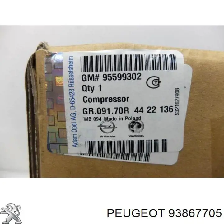 Компресор кондиціонера 93867705 Peugeot/Citroen